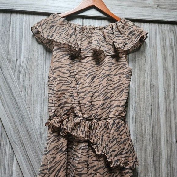 WALTER BAKER Shelly Wrap-Effect Ruffled Tiger-print Crepon Mini Dress - Picture 11 of 14